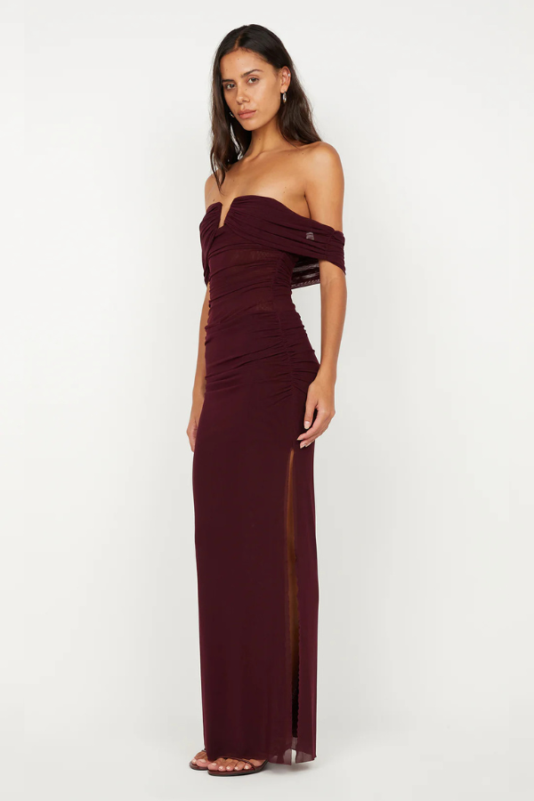 Poppy Gathered Maxi Dress Plum