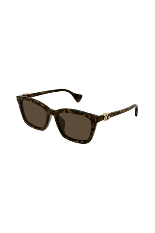 Gucci rectangular snglasses with a havana frame and gucci logo 