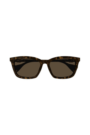 Gucci rectangular snglasses with a havana frame and gucci logo 