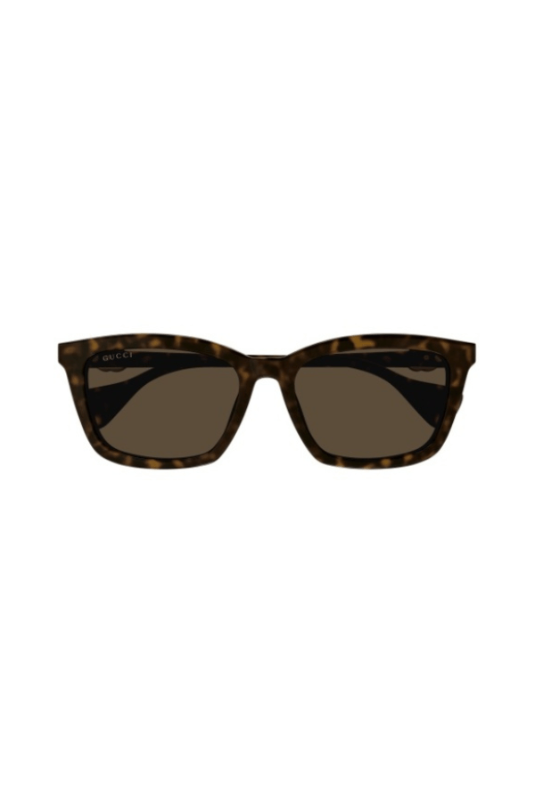Gucci rectangular snglasses with a havana frame and gucci logo 
