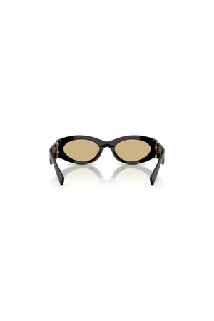 Miu Miu Black sunglasses with yellow lenses and Miu Miu logo on the side