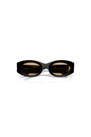 Miu Miu Black sunglasses with yellow lenses and Miu Miu logo on the side