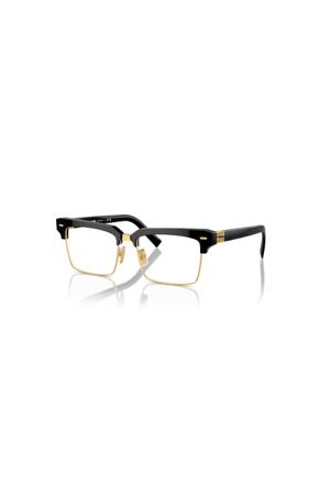 MU 11XV Black by Miu Miu, stylish square mixed material frames with bold vertical logos and metal pins, perfect for trendy, fashion-forward eyewear looks.