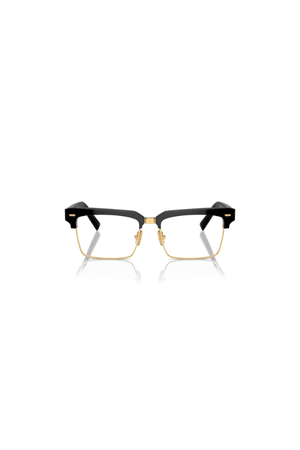 MU 11XV Black by Miu Miu, stylish square mixed material frames with bold vertical logos and metal pins, perfect for trendy, fashion-forward eyewear looks.