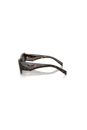 PR 13ZSF Tortoise by Prada, bold tortoise acetate cat eye frames with dark brown lenses and iconic logo, perfect for trendy, sophisticated looks.