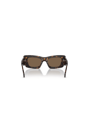 PR 13ZSF Tortoise by Prada, bold tortoise acetate cat eye frames with dark brown lenses and iconic logo, perfect for trendy, sophisticated looks.