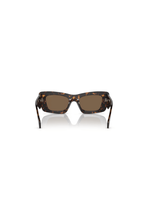 PR 13ZSF Tortoise by Prada, bold tortoise acetate cat eye frames with dark brown lenses and iconic logo, perfect for trendy, sophisticated looks.