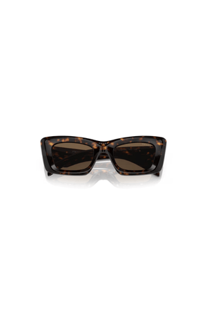 PR 13ZSF Tortoise by Prada, bold tortoise acetate cat eye frames with dark brown lenses and iconic logo, perfect for trendy, sophisticated looks.