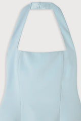 Cotton Mix Halter Midi Dress Powder Blue by Odd Muse, structured halter midi dress for elegant occasions