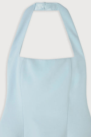 Cotton Mix Halter Midi Dress Powder Blue by Odd Muse, structured halter midi dress for elegant occasions