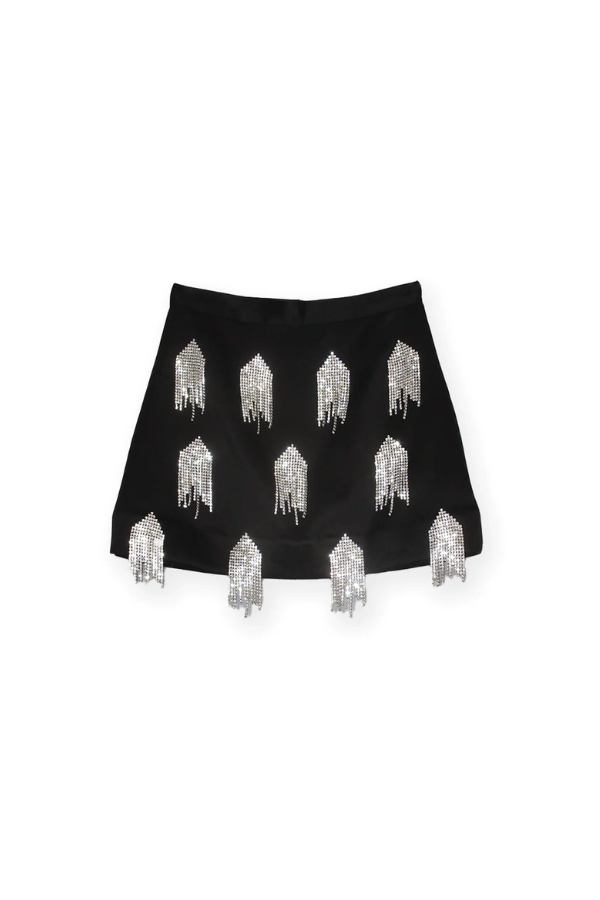 Kourh | Bloom Mini Skirt Black | Girls With Gems