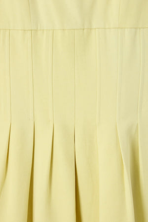Cotton Mix Cinched Midi Dress Lemon by Odd Muse, structured midi dress with boned bodice and full skirt