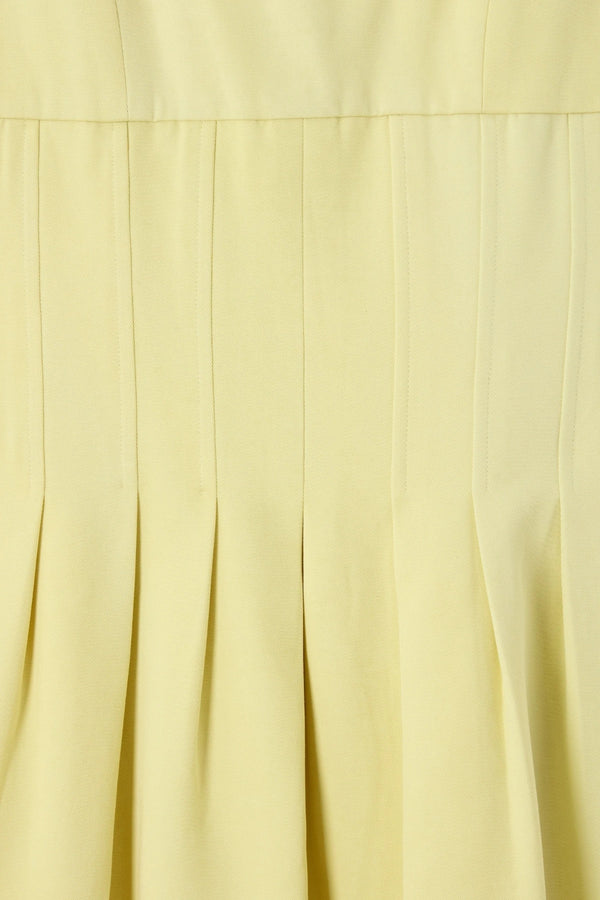 Cotton Mix Cinched Midi Dress Lemon by Odd Muse, structured midi dress with boned bodice and full skirt