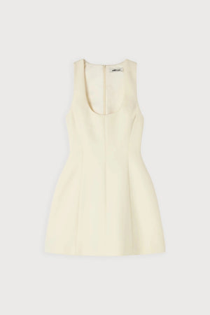 Cotton Mix Volume Mini Dress Ecru by Odd Muse, structured mini dress with cinched waist and volume skirt