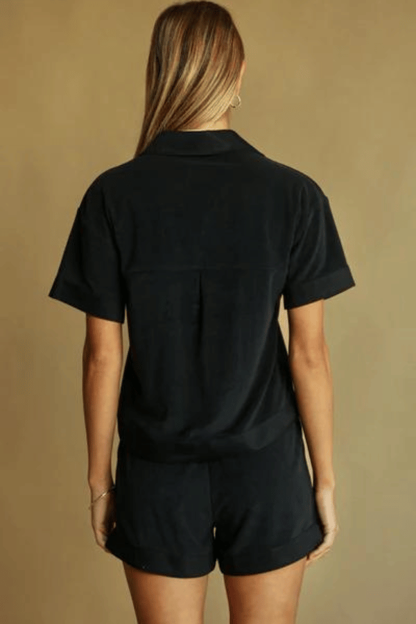Araminta James | Terry Riviera Shirt Set Noir | Girls With Gems