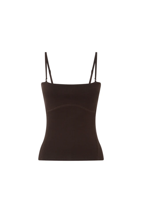 Jensen Bodice Espresso by Camilla and Marc – structured cotton bodice with adjustable straps and sleek zip, perfect for trendy off-duty days or layered looks.