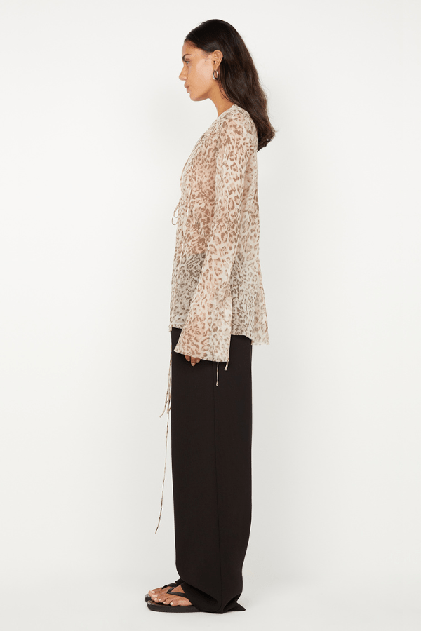 Bec Bridge Feline Tie Blouse Leopard Faded Girls with Gems