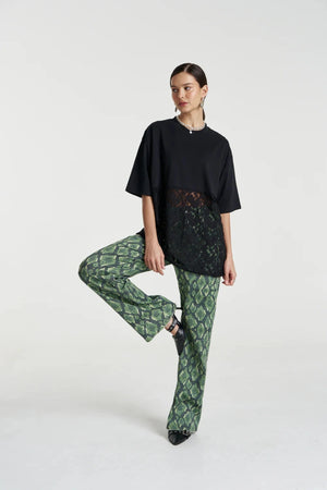 Lace Panel Tee Black by Summi Summi, cotton tee with lace detail, perfect for day to night styling
