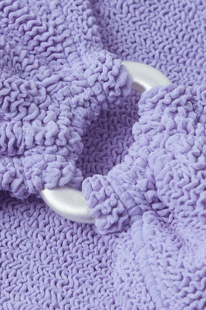 Misty Bikini Lilac by Hunza G – Sculpting one-size bikini with skinny straps, pearly hoops, and medium bust support