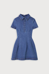 Cotton Mix Denim Collared Mini Dress Light Blue by Odd Muse, structured denim mini dress, perfect for day
