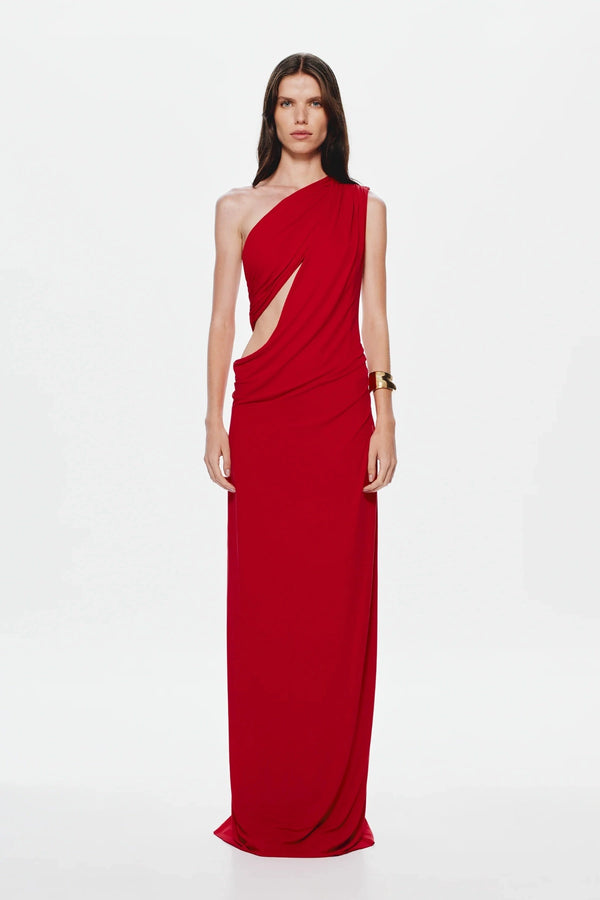 The 'Solstice' Cupro Dress Cherry