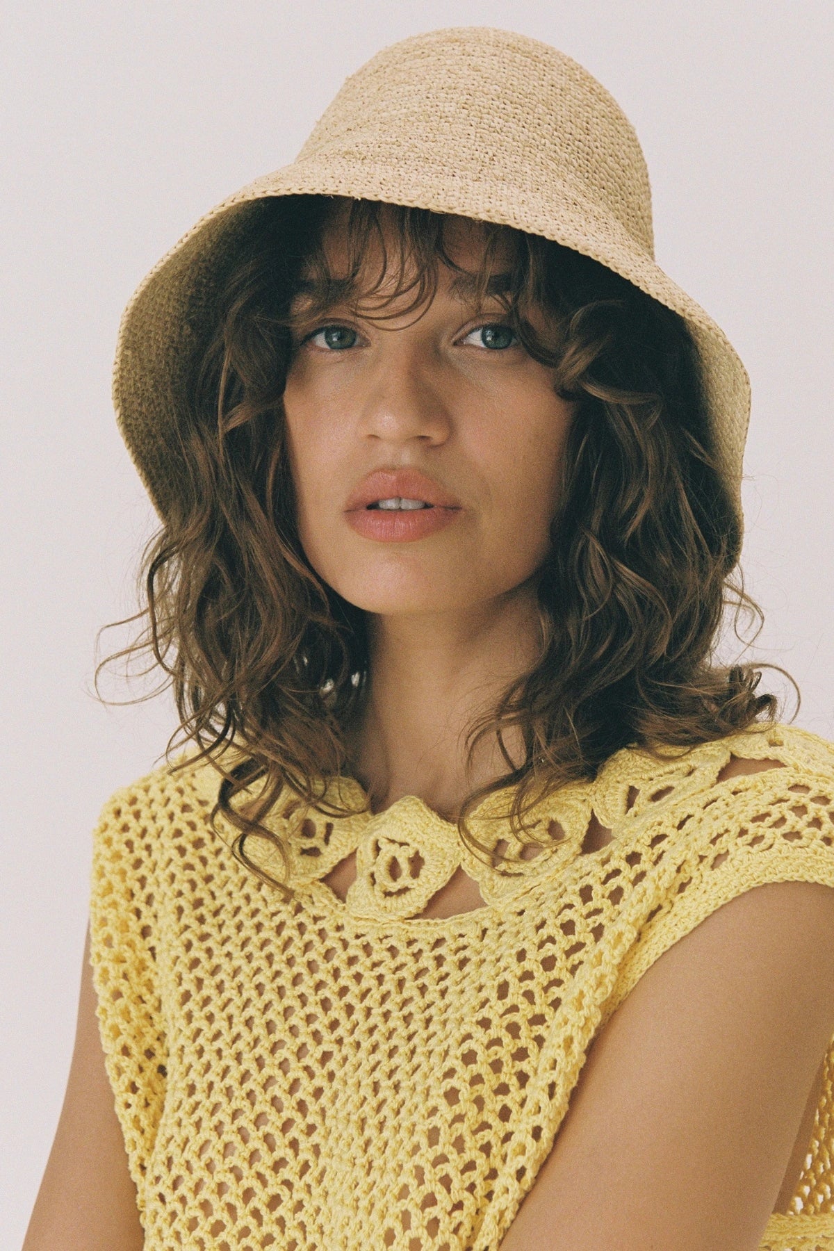 Shoal Bucket Raffia Crochet Packable Natural