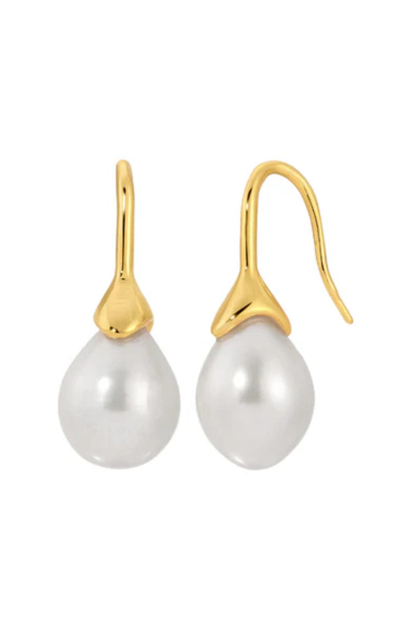 Odette Pearl Earrings by Heaven Mayhem – gold hook earrings with luminous pearl drops, perfect for timeless everyday elegance.