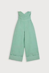 Cotton Mix Pinstripe Jumpsuit Green Pinstripe
