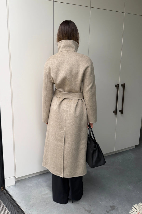 Ella Squire Funnel Neck Oversized Coat Oat Marle