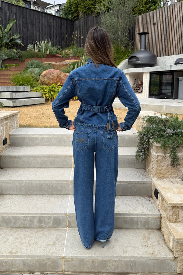 Ella Squire Cinched Denim Jacket Indigo
