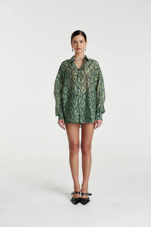 Sheer LS Shirt Viper by Summi Summi, sheer long sleeve shirt, perfect for layering or night out styling