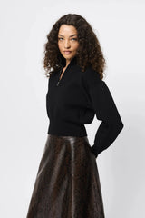 Lexington Sweater Black by Mossman, half zip knit sweater with relaxed fit, perfect for work or elevated everyday styling