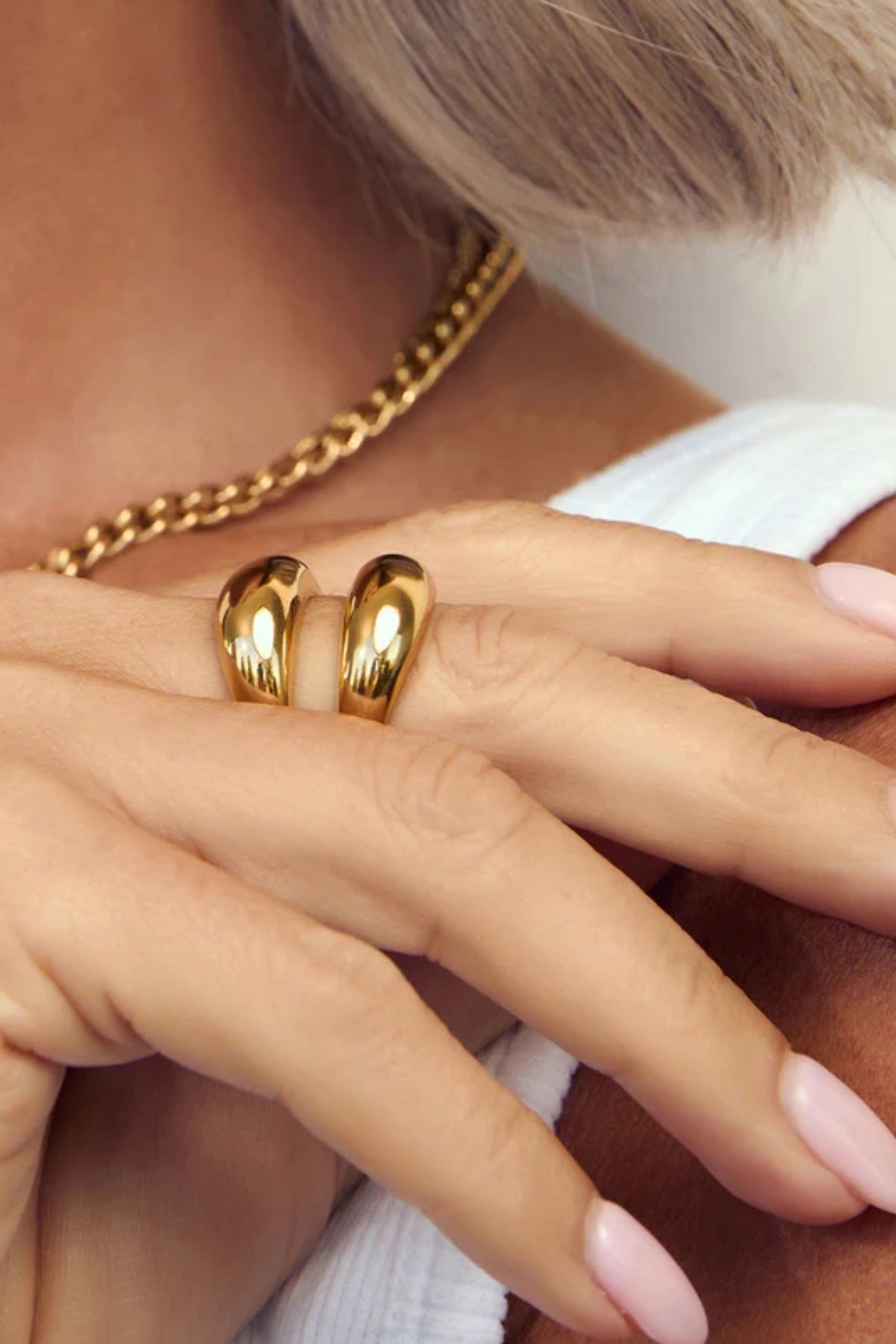 Georgia Ring Gold by Arms of Eve, sleek statement ring with a polished 14k gold finish that adds bold elegance and modern allure to any look.