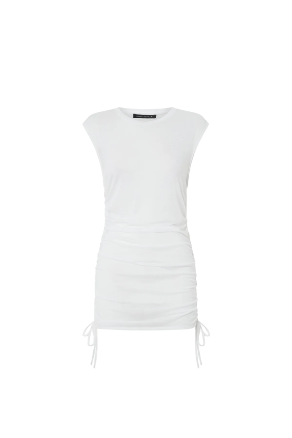 Marjorie Tank Soft White by Camilla and Marc – breathable jersey with side tie details and a sleek neckline, perfect for layering or relaxed weekend wear.