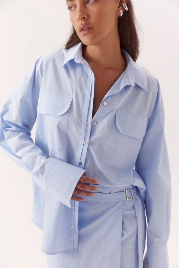 Blume Combo Shirt Dress Blue