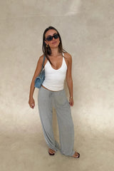 Hunter Pant in Grey Marle by Sneaky Link, relaxed straight-leg pant with stretch fabric and elastic waistband for effortless dressing.