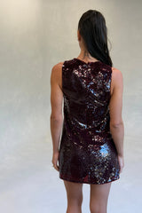 Kayla V Neck Sequin Mini Dress Burgundy