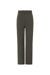 Pascal Cashmere Blend Pant Army Green by Camilla and Marc, luxe high-waisted knit with front creases and side splits, perfect for chic lounging or travel days.