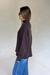 Sasha Turtle Neck Knit Sweater Chocolate by Sneaky Link, oversized knit sweater, perfect for cozy everyday styling