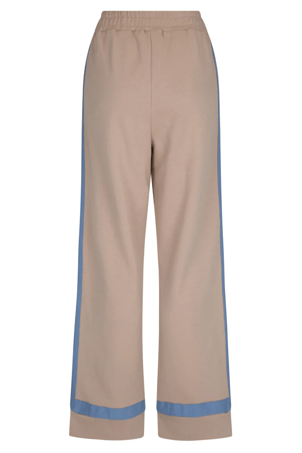 Maya Knit Pant Nougat by Araminta James, soft cotton knit pants with contrast trims and split hems, perfect for chic, comfortable leisurewear looks.