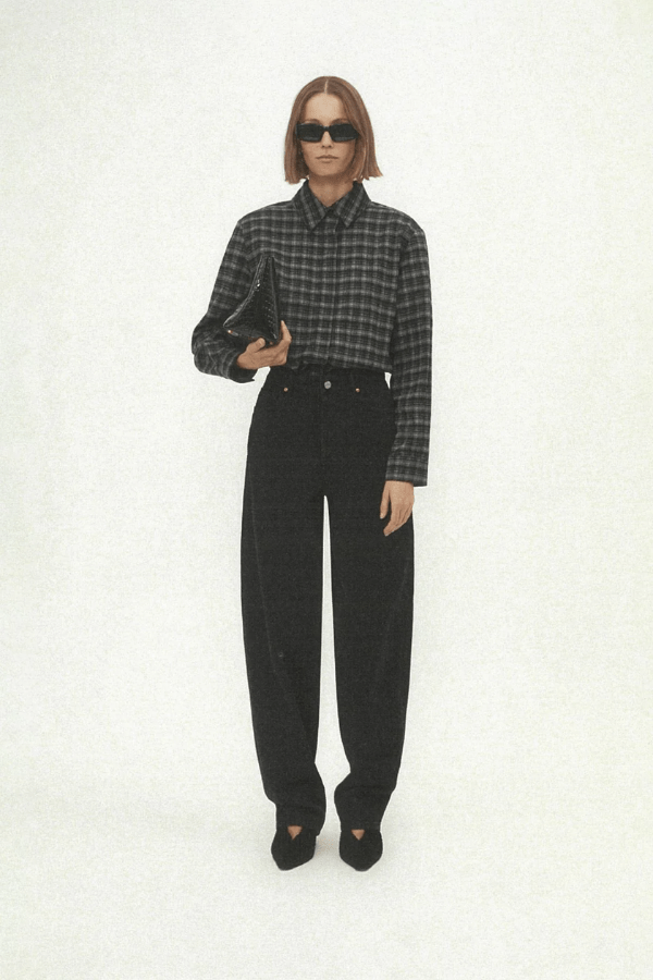 Lennox Denim Jean Inky Black by Camilla and Marc,high-waisted with a modern barrel leg and refined rivet detailing, perfect for effortless off-duty or smart-casual style.