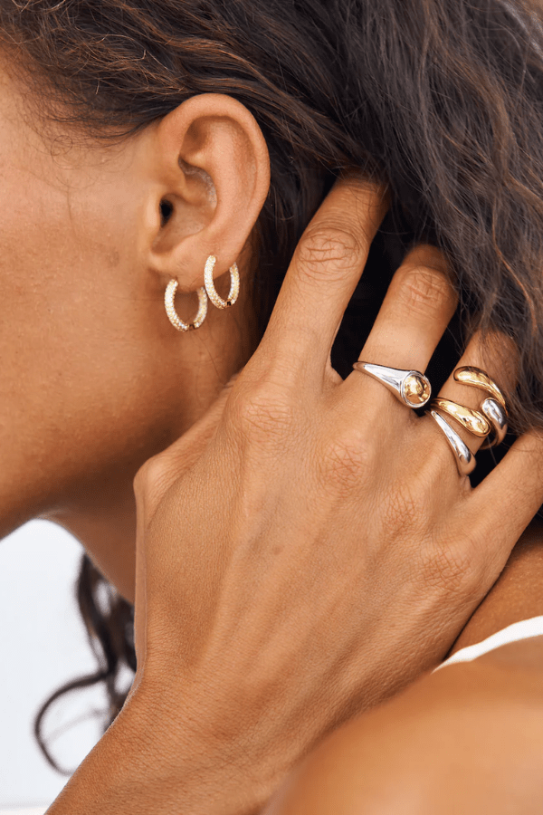 Avant Studio | Priscilla Pave Hoops Gold | Girls with Gems