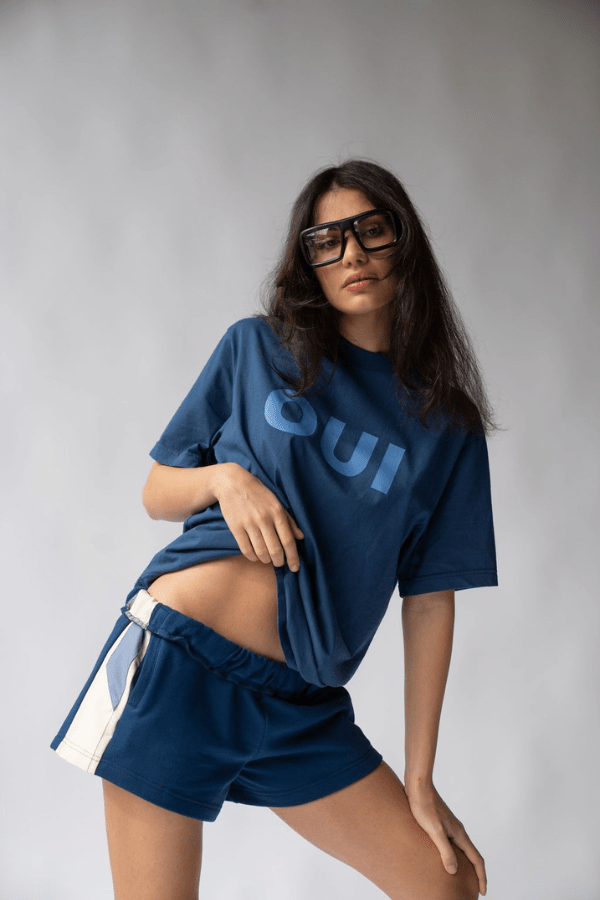 Araminta James | Parisienne Track Short Estate Blue | Girls with Gems