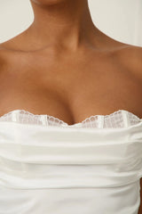 Marilyn Slip Ivory by Kat The Label, satin slip dress with lace underwire, perfect for bridal or evening styling