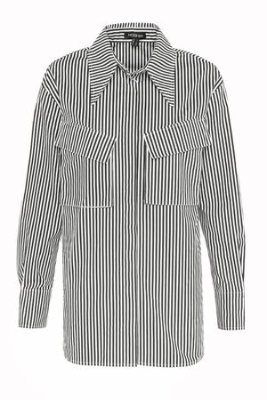 Mossman | Tudor Shirt Black/White Stripe | Girls with Gems