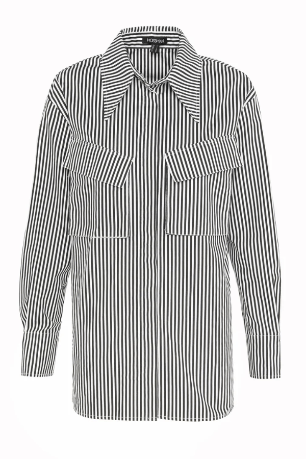 Mossman | Tudor Shirt Black/White Stripe | Girls with Gems