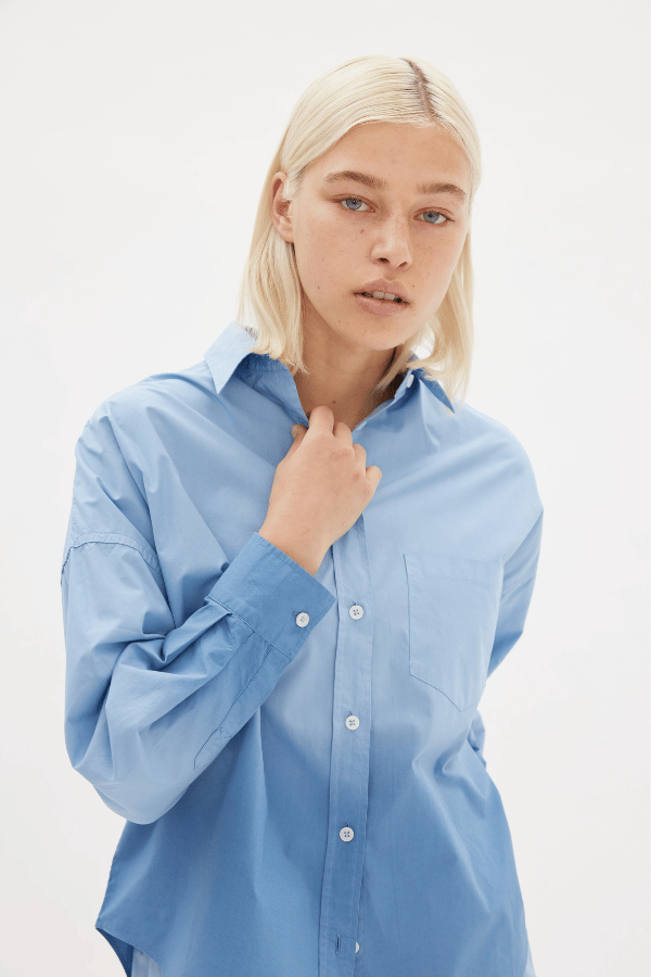 LMND | The Dip Dyed Chiara Shirt Powder Blue | Girls With Gems