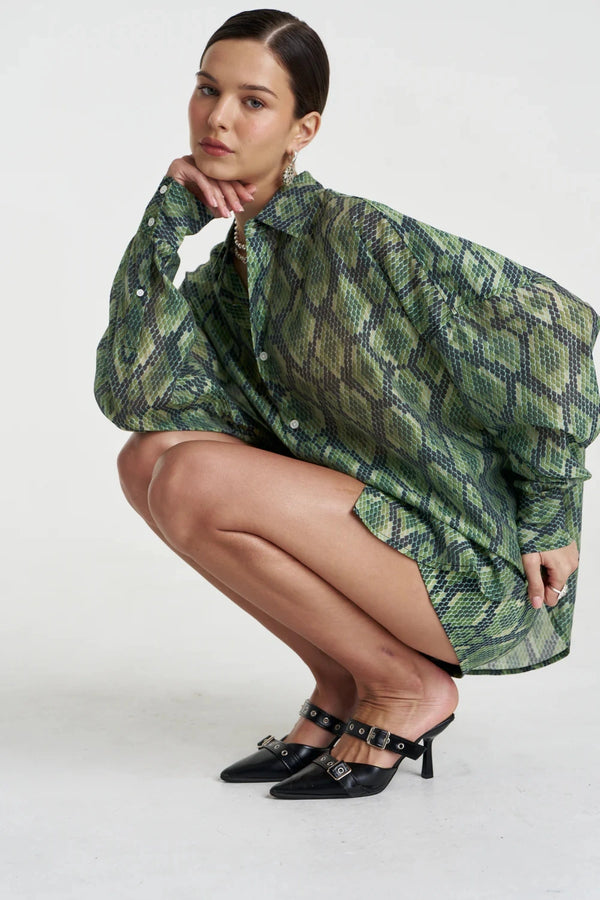 Sheer LS Shirt Viper by Summi Summi, sheer long sleeve shirt, perfect for layering or night out styling