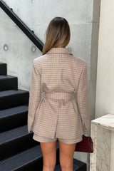Ella Squire Cinched Blazer Houndstooth
