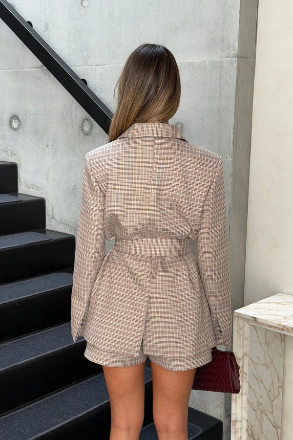 Ella Squire Cinched Blazer Houndstooth